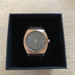 Nixon Time Teller Watch Rose Gold Gunmetal Brown